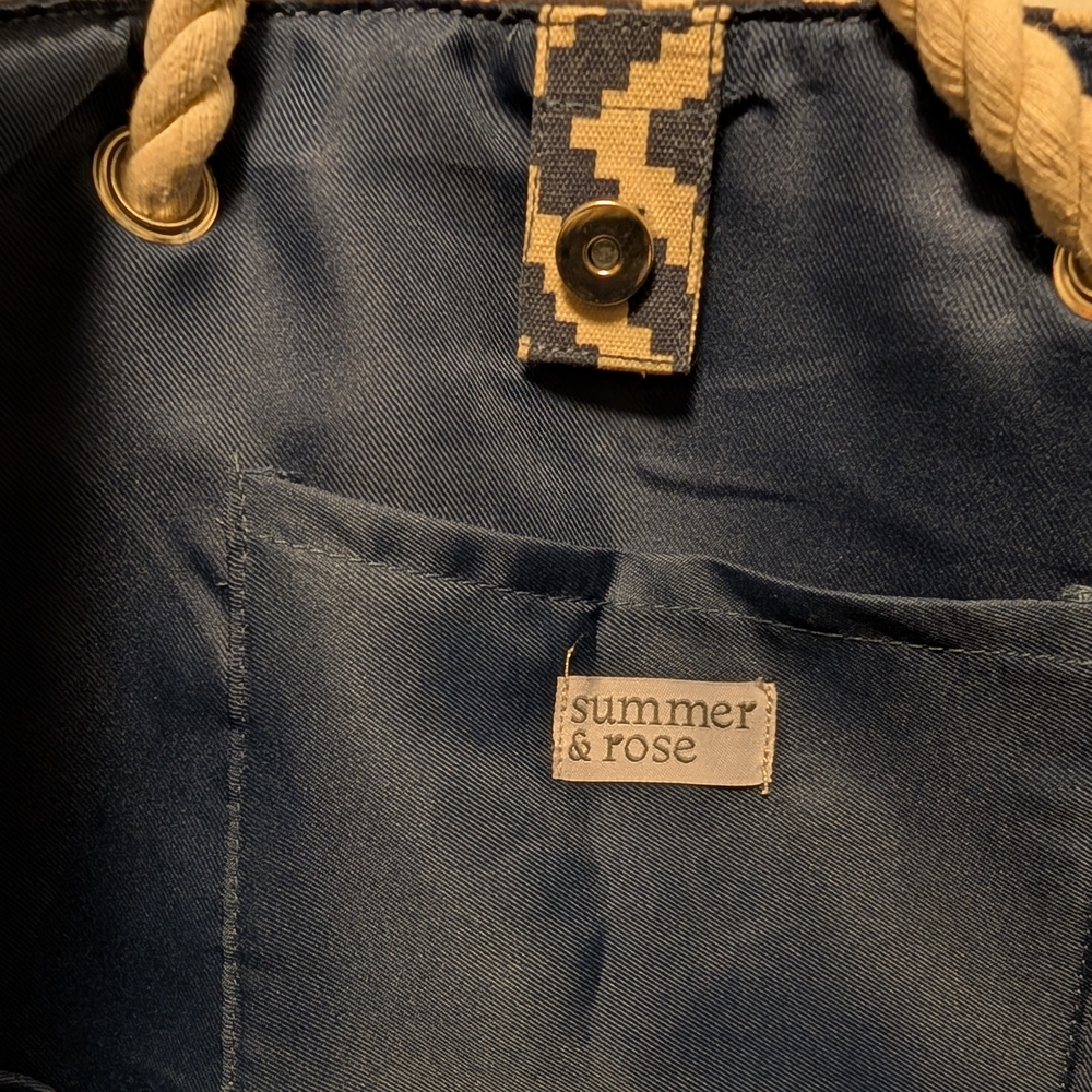 Navy and White Geometric Tote Bag - Picture 2 of 2